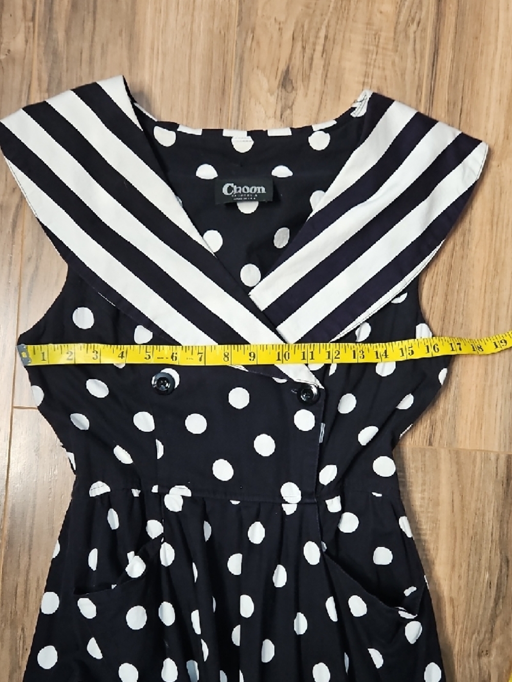 Choon Sleeveless Black and White Polka Dot Fit-and-Flare Dress Small - Picture 7 of 9